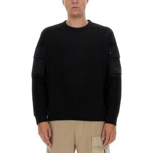 TEN C Men's Crewneck Sweatshirt with Utility Pockets Men BLACK Sweaters &